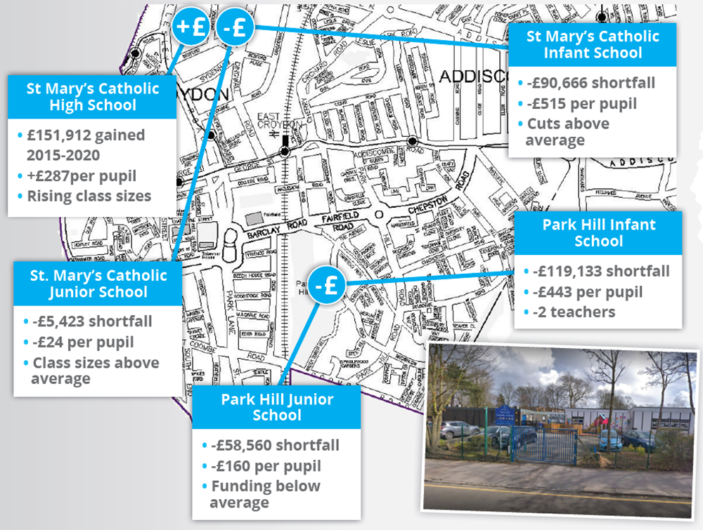 Map of School Cuts in Fairfield and Park Hill